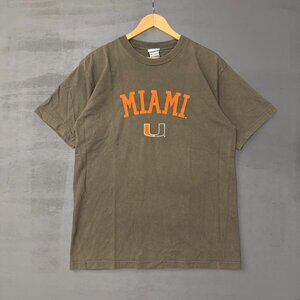 Vintage University of Miami Hurricanes Foot Locker 90s Tee Shirt Brown Large‎